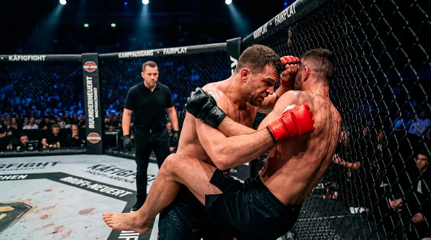 MMA-Kampfszene im Octagon mit Wettmarkt-Optionen